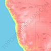 Mapa topográfico Namibia, altitud, relieve