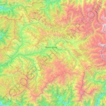 Mapa topográfico Jumla, altitud, relieve