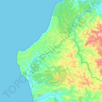 Mapa topográfico Canoa, altitud, relieve