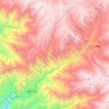 Mapa topográfico Coris, altitud, relieve