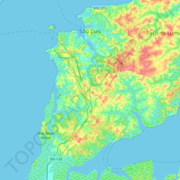 Mapa topográfico São Luís, altitud, relieve