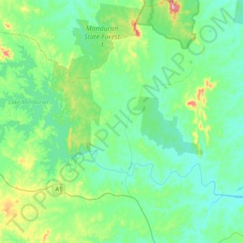 Mapa topográfico Monduran, altitud, relieve