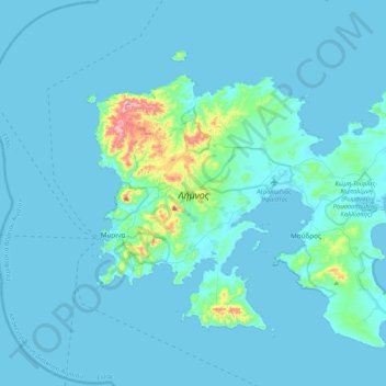 Mapa topográfico Λήμνος, altitud, relieve