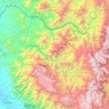 Mapa topográfico Ayabaca, altitud, relieve