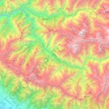 Mapa topográfico Holi, altitud, relieve