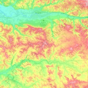 Mapa topográfico Sud-Bergeracois, altitud, relieve