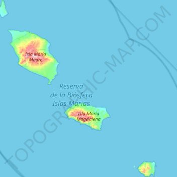 Mapa topográfico Islas Marías, altitud, relieve