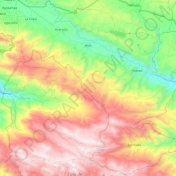 Mapa topográfico Jesús, altitud, relieve