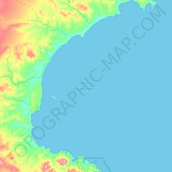 Mapa topográfico Bahia Camarones, altitud, relieve