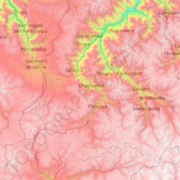 Mapa topográfico Aymaraes, altitud, relieve