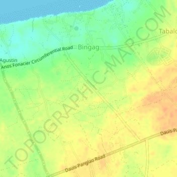 Mapa topográfico Bingag, altitud, relieve