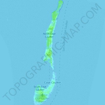 Mapa topográfico Caye Caulker, altitud, relieve