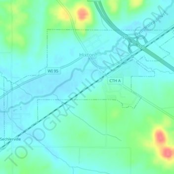 Mapa topográfico Hixton, altitud, relieve