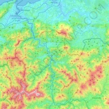 Mapa topográfico Río Bidasoa, altitud, relieve
