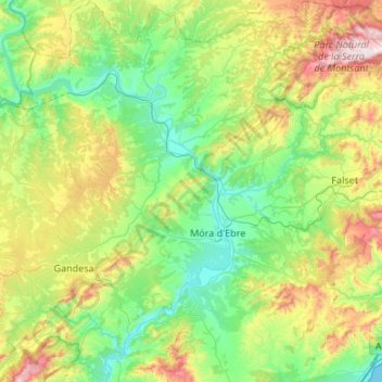 Mapa topográfico Ribera de Ebro, altitud, relieve