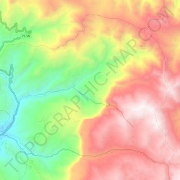 Mapa topográfico Cuispes, altitud, relieve