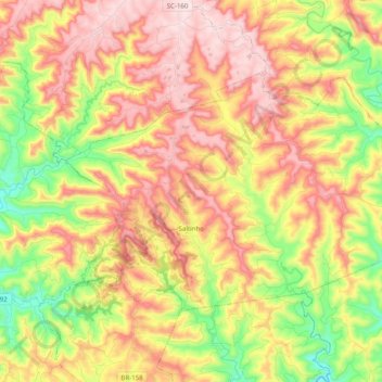 Mapa topográfico Saltinho, altitud, relieve