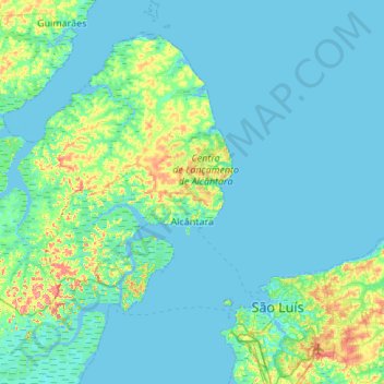 Mapa topográfico Alcântara, altitud, relieve