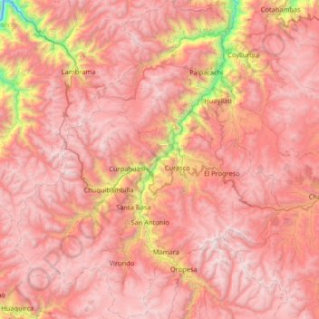 Mapa topográfico Grau, altitud, relieve