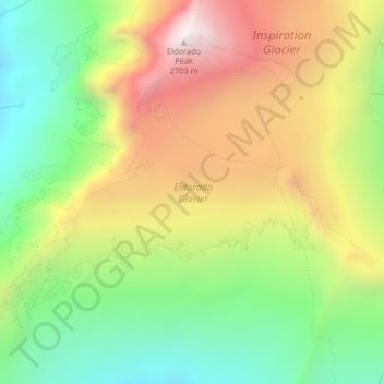 Mapa topográfico Eldorado Glacier, altitud, relieve