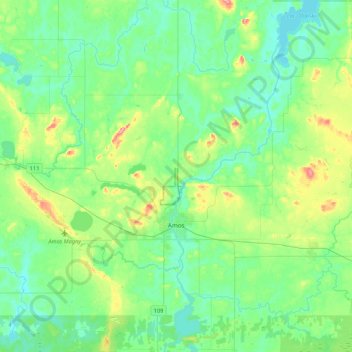 Mapa topográfico Amos, altitud, relieve