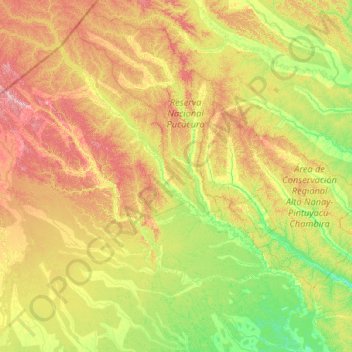 Mapa topográfico Tigre, altitud, relieve