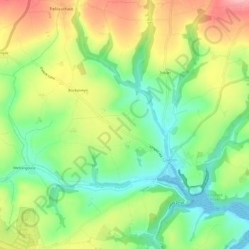 Mapa topográfico Gweek, altitud, relieve