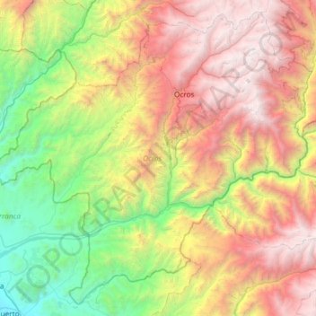 Mapa topográfico Ocros, altitud, relieve