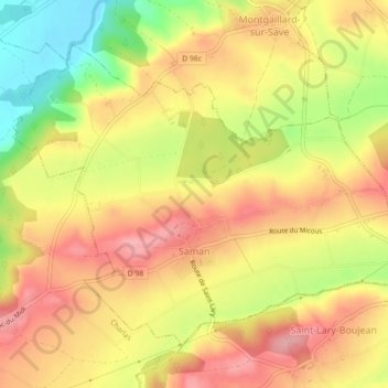 Mapa topográfico Saman, altitud, relieve