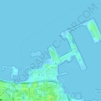 Mapa topográfico Doha Port, altitud, relieve
