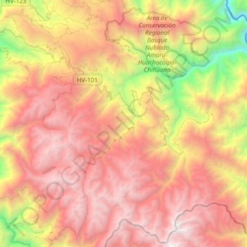 Mapa topográfico Tintay Puncu, altitud, relieve