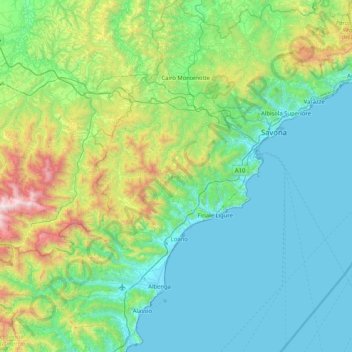 Mapa topográfico Savona, altitud, relieve