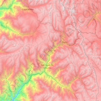 Mapa topográfico Oyón, altitud, relieve