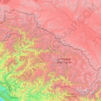 Mapa topográfico कर्णाली अञ्चल, altitud, relieve