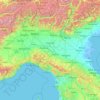 Mapa topográfico Fiume Po, altitud, relieve