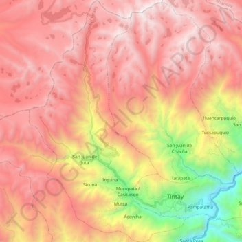 Mapa topográfico Lucre, altitud, relieve