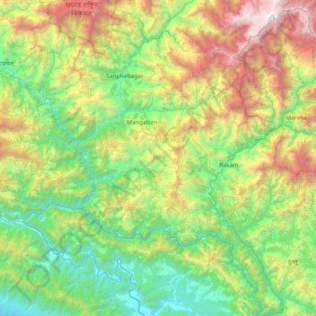 Mapa topográfico Achham, altitud, relieve