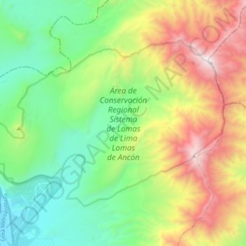 Mapa topográfico Área de Conservación Regional Sistema de Lomas de Lima Lomas de Ancón, altitud, relieve