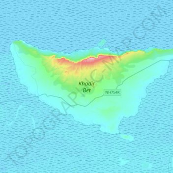 Mapa topográfico Khadir Bet, altitud, relieve