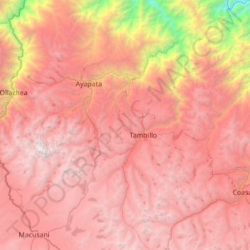 Mapa topográfico Ituata, altitud, relieve