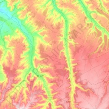 Mapa topográfico Livarot-Pays-d'Auge, altitud, relieve