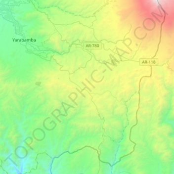 Mapa topográfico Polobaya, altitud, relieve