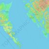 Mapa topográfico Hecate Strait, altitud, relieve