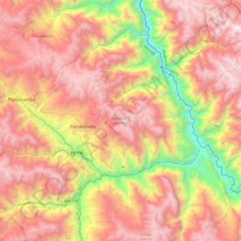 Mapa topográfico Mariscal Luzuriaga, altitud, relieve