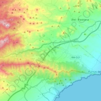Mapa topográfico Ramonete, altitud, relieve