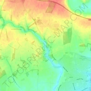 Mapa topográfico Shilton, altitud, relieve