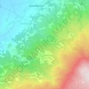 Mapa topográfico São Martinho, altitud, relieve