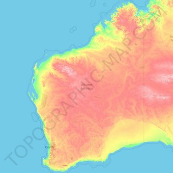 Mapa topográfico Australie occidentale, altitud, relieve