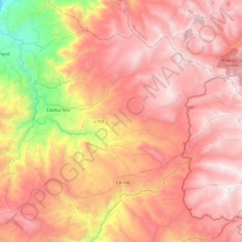Mapa topográfico Catilluc, altitud, relieve