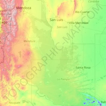 Mapa topográfico Río Desaguadero, altitud, relieve